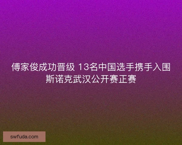 傅家俊成功晋级 13名中国选手携手入围斯诺克武汉公开赛正赛