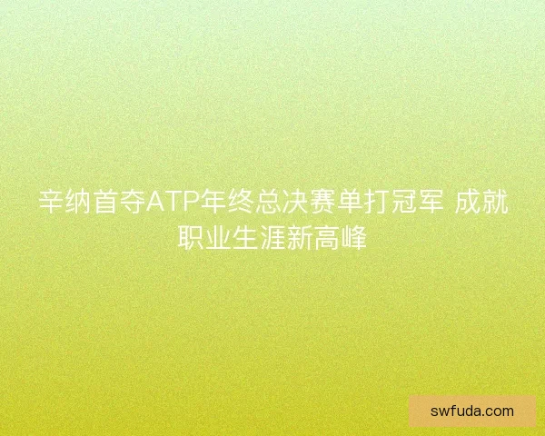 辛纳首夺ATP年终总决赛单打冠军 成就职业生涯新高峰